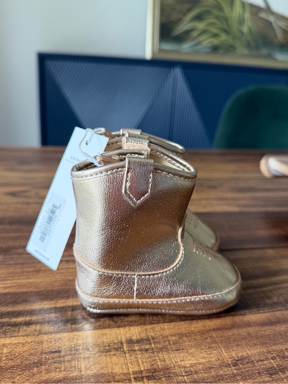 Janie and Jack Baby Metallic Gold Cowboy Boots